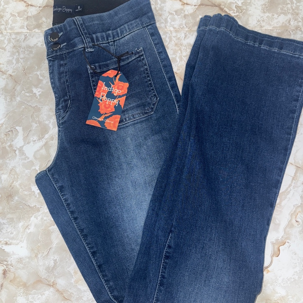 Indigo Poppy Women's Boot Cut Jeans - Dark Blue